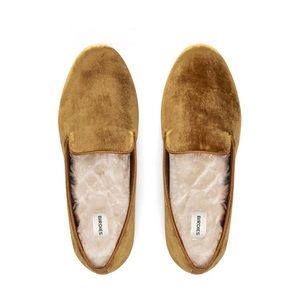 Birdies the Starling Amber Faux Fur slip on flat slipper sz 8